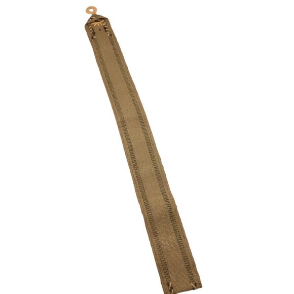 Vtg 70s Burlap Yardstick Holder Pocket Sheath Handmade Decor Floral Embroidered - Picture 8 of 9